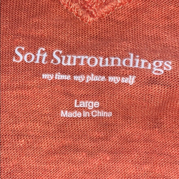 Coral Linen Front & Back V-Neck Blouse - Picture 6 of 7